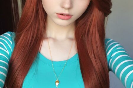 AI girl with red hair wallpaper