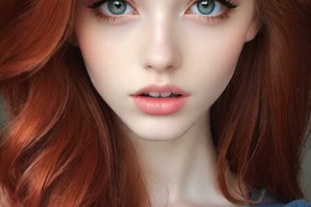 AI girl with red hair wallpaper