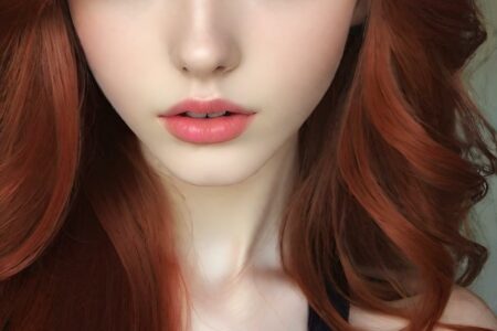 AI girl with red hair wallpaper