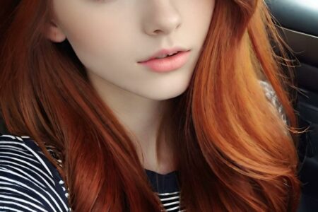 AI girl with red hair wallpaper