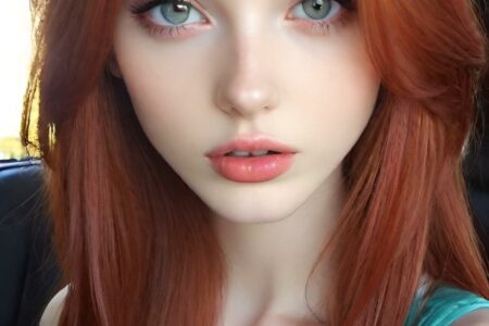 AI girl with red hair wallpaper