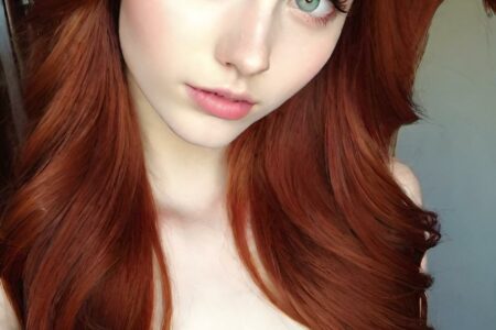 AI girl with red hair wallpaper