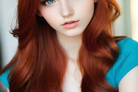 AI girl with red hair wallpaper