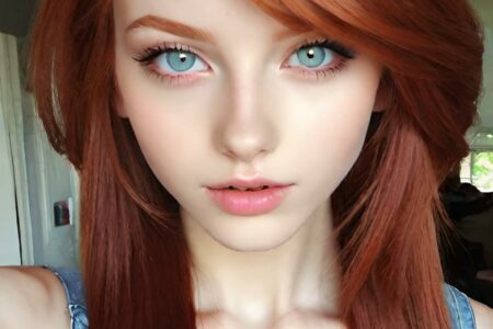 AI girl with red hair wallpaper