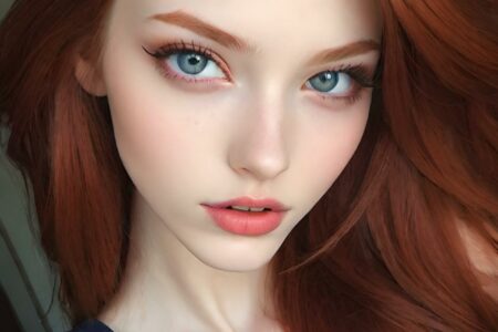 AI girl with red hair wallpaper