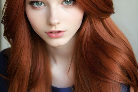 AI girl with red hair wallpaper