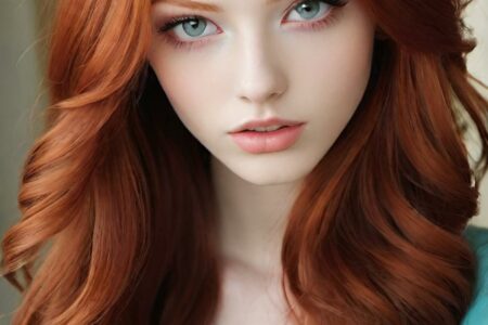 AI girl with red hair wallpaper