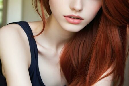 AI girl with red hair wallpaper
