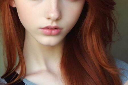 AI girl with red hair wallpaper