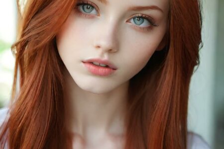 AI girl with red hair wallpaper