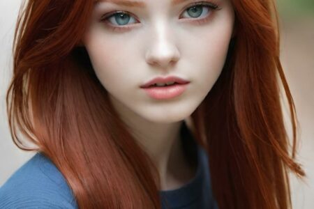 AI girl with red hair wallpaper