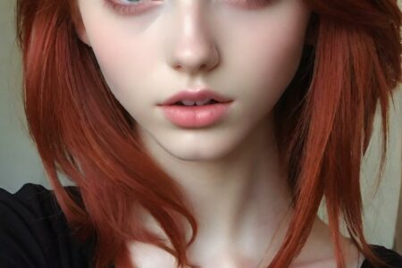AI girl with red hair wallpaper