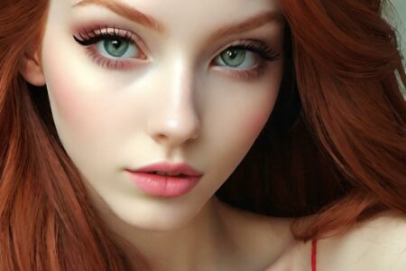 AI girl with red hair wallpaper