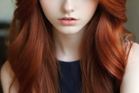 AI girl with red hair wallpaper