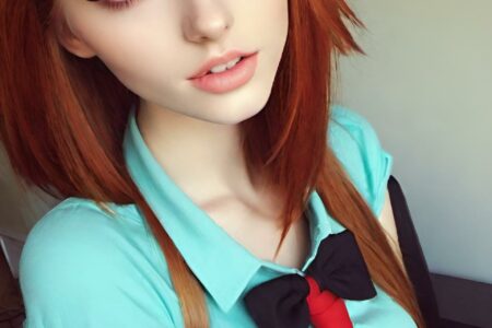 AI girl with red hair wallpaper