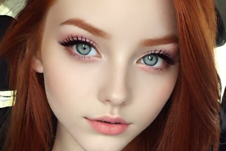 AI girl with red hair wallpaper