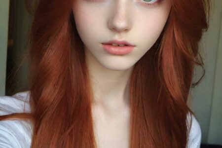 AI girl with red hair wallpaper