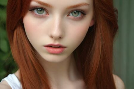 AI girl with red hair wallpaper