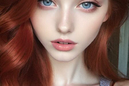 AI girl with red hair wallpaper