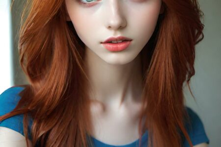 AI girl with red hair wallpaper