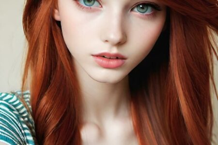 AI girl with red hair wallpaper