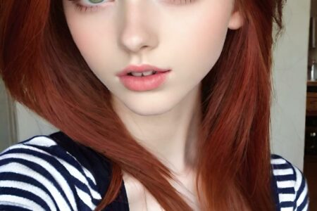 AI girl with red hair wallpaper