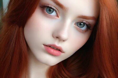 AI girl with red hair wallpaper