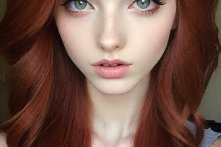 AI girl with red hair wallpaper