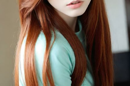 AI girl with red hair wallpaper