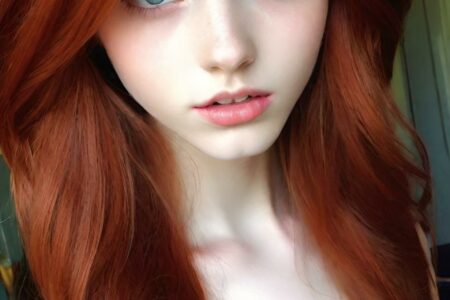AI girl with red hair wallpaper