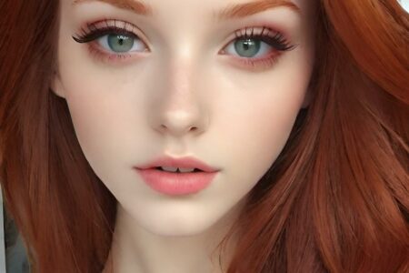 AI girl with red hair wallpaper