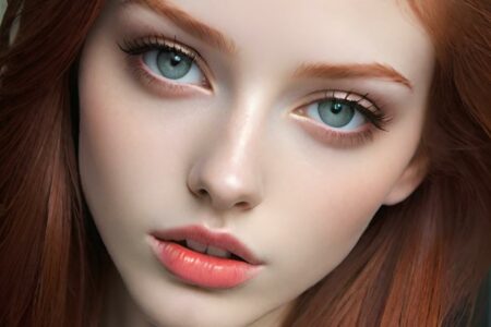 AI girl with red hair wallpaper