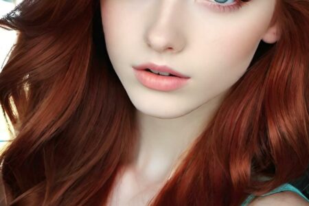 AI girl with red hair wallpaper