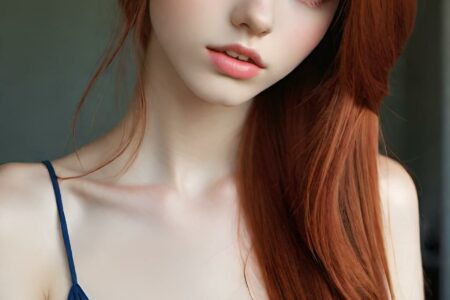 AI girl with red hair wallpaper