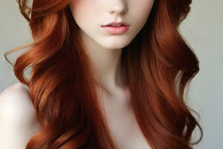 AI girl with red hair wallpaper