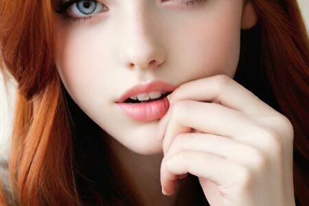 AI girl with red hair wallpaper