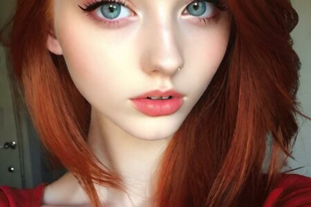 AI girl with red hair wallpaper