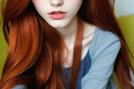 AI girl with red hair wallpaper