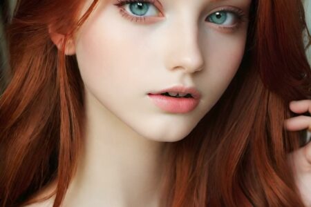 AI girl with red hair wallpaper