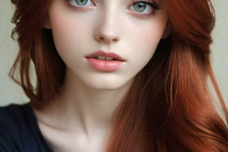 AI girl with red hair wallpaper
