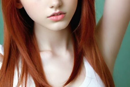 AI girl with red hair wallpaper
