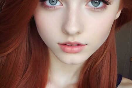AI girl with red hair wallpaper