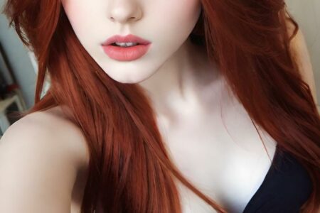 AI girl with red hair wallpaper