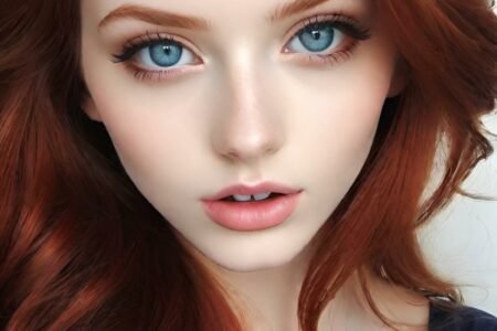 AI girl with red hair wallpaper