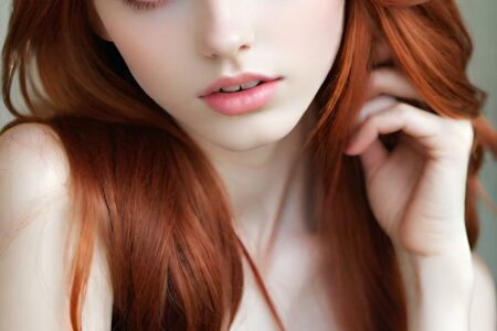 AI girl with red hair wallpaper