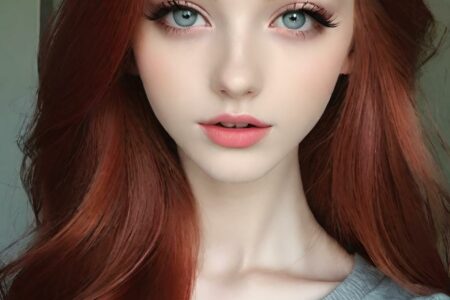AI girl with red hair wallpaper
