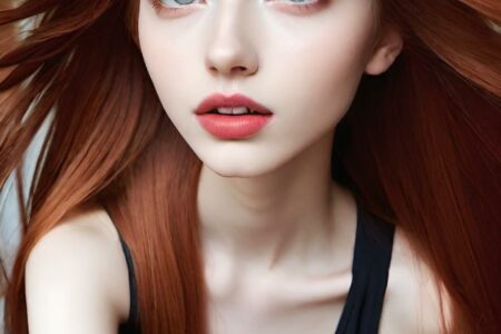 AI girl with red hair wallpaper
