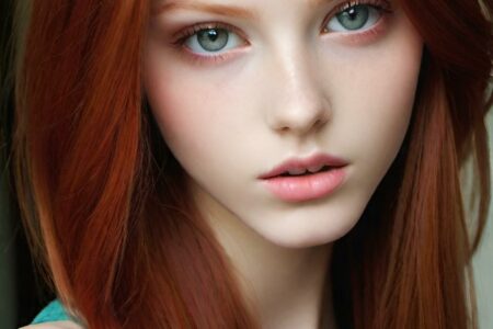 AI girl with red hair wallpaper