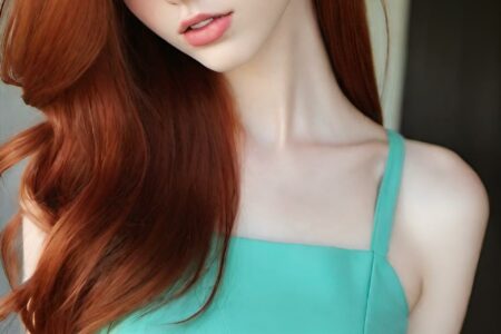 AI girl with red hair wallpaper
