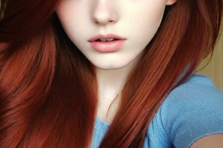 AI girl with red hair wallpaper